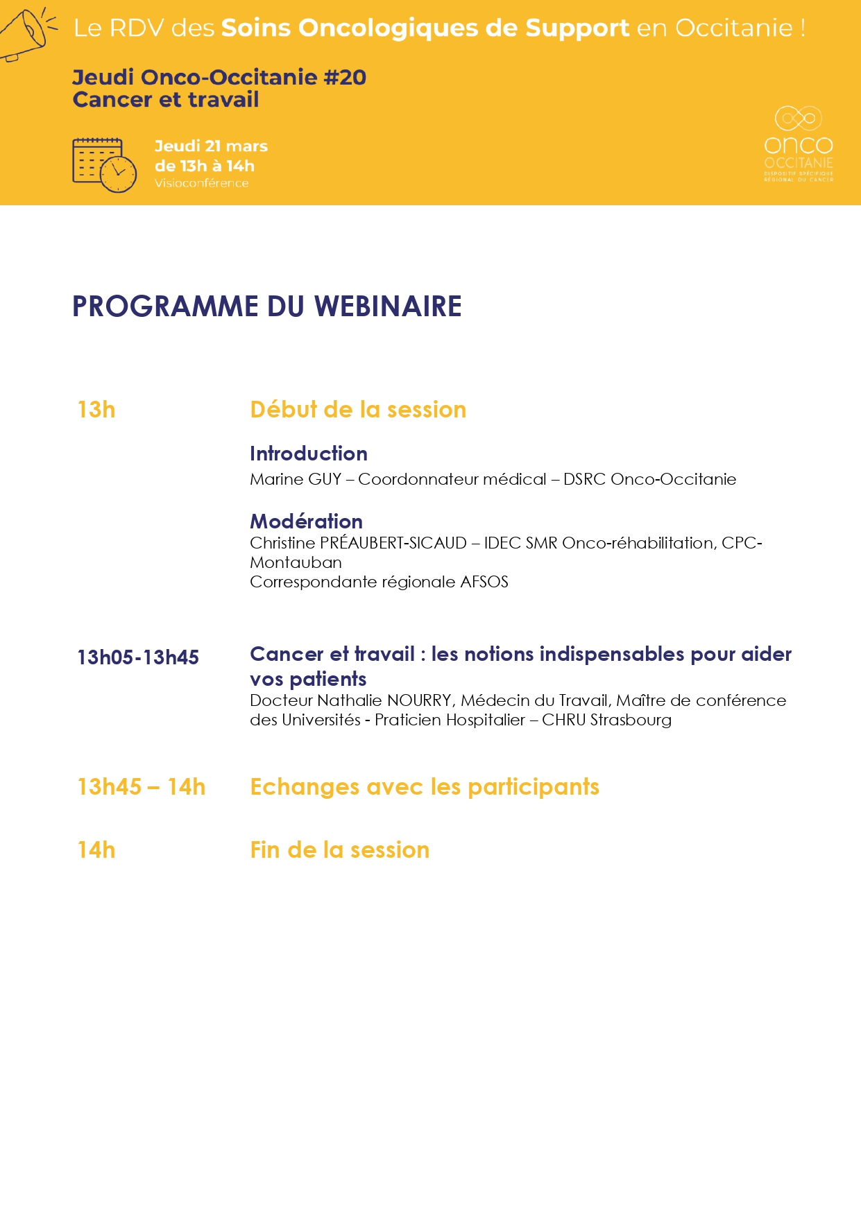 Programme cancer et travail